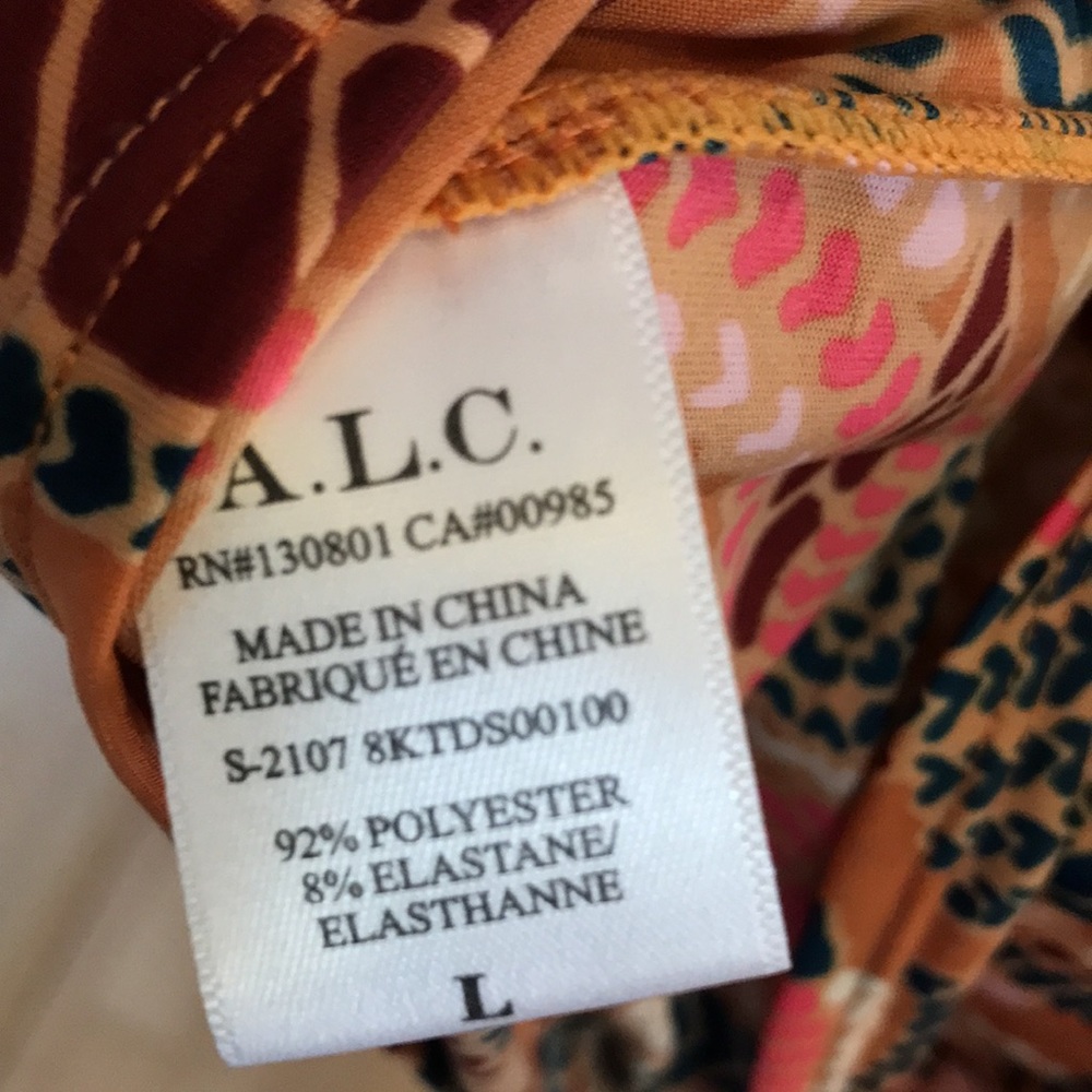 A.L.C. sz Large slip dress Autumn color floral pattern spaghetti straps Bodycon - Picture 8 of 9